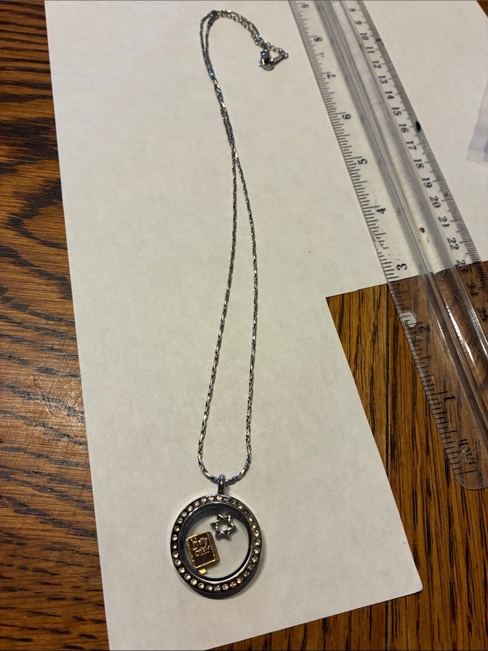 Origami Owl Silver-Tone Circle Locket Necklace with Gold Charm